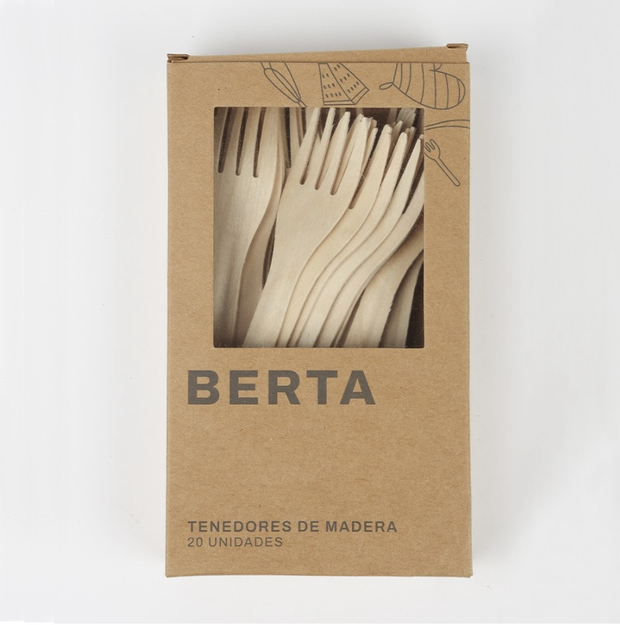 Tenedor descartable madera x20 unidades 16x2,5 cm