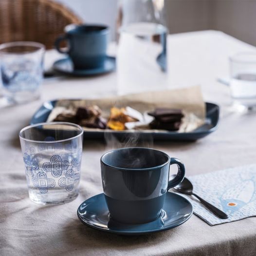 Juego de Taza con plato en cerámica color Petroleo 260ml