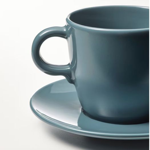 Juego de Taza con plato en cerámica color Petroleo 260ml