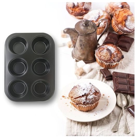 Molde antiadherente para 6 CupCakes Muffin 26x18 cm