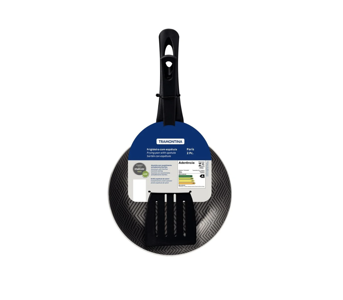 Sartén Tramontina Paris en Aluminio con Revestimiento Interno y Externo con Antiadherente Starflon Max Plomo con Espátula de Nylon 18 cm 0,6 L