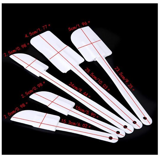 Set de Espatulas para hornear Blancas Plasticas, Raspador de crema, 5 Piezas