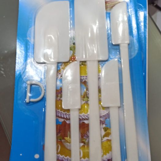 Set de Espatulas para hornear Blancas Plasticas, Raspador de crema, 5 Piezas