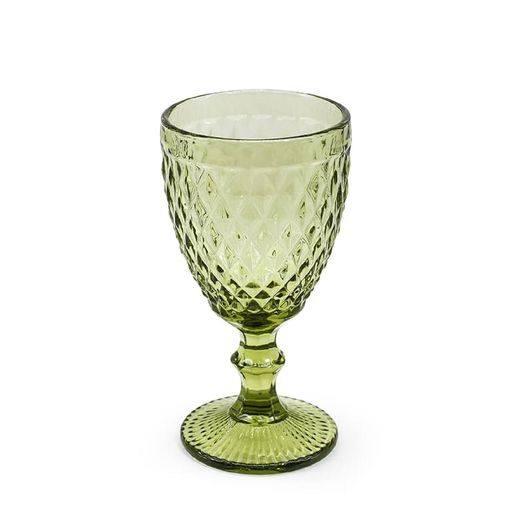 Juego de Copas en Vidrio Labrado Verde 300Ml 6 Piezas