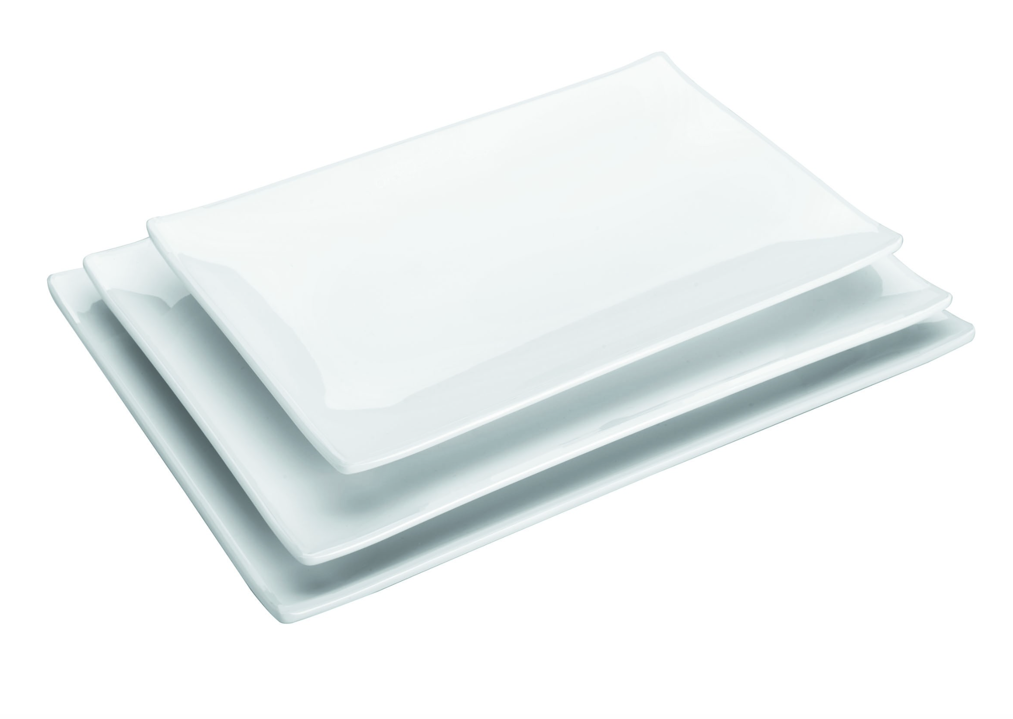 Juego De 3 Fuentes Rectangulares Cerámica Blanca