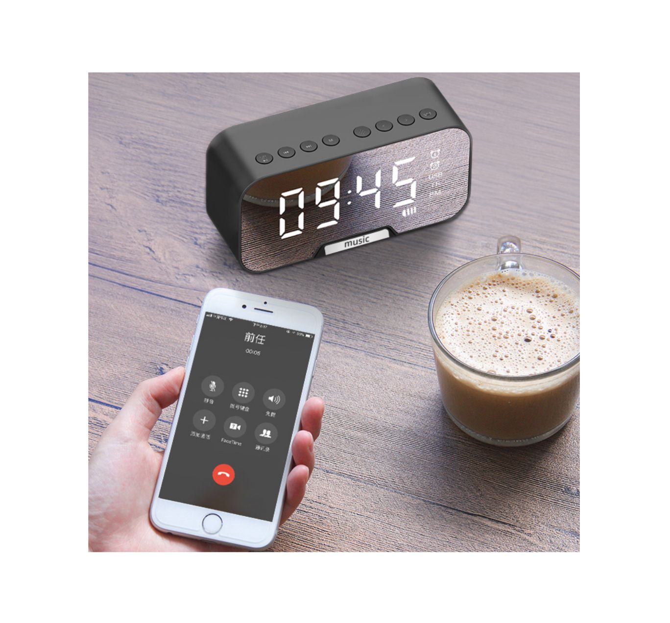 Reloj despertador Kimiso K10 con parlante, apoya celular, despertador control de temperatura y alarma.