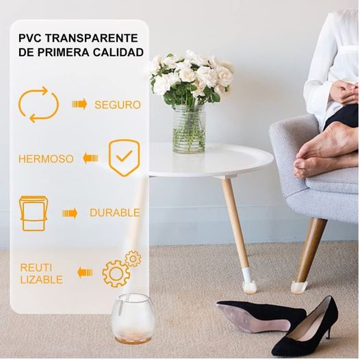 Protector De Suelo Silicona Para Patas Sillas Mesas X24 Cilindrica