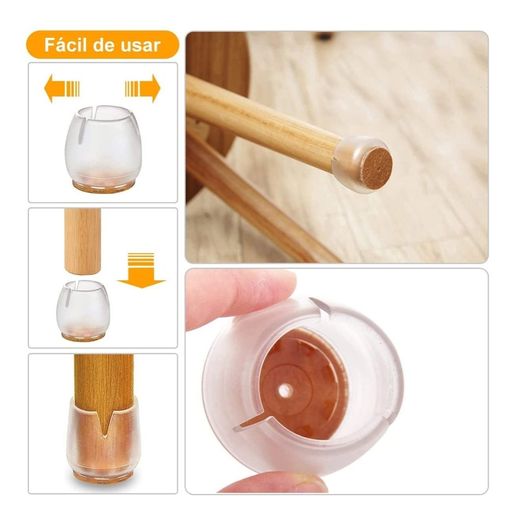 Protector De Suelo Silicona Para Patas Sillas Mesas X24 Cilindrica