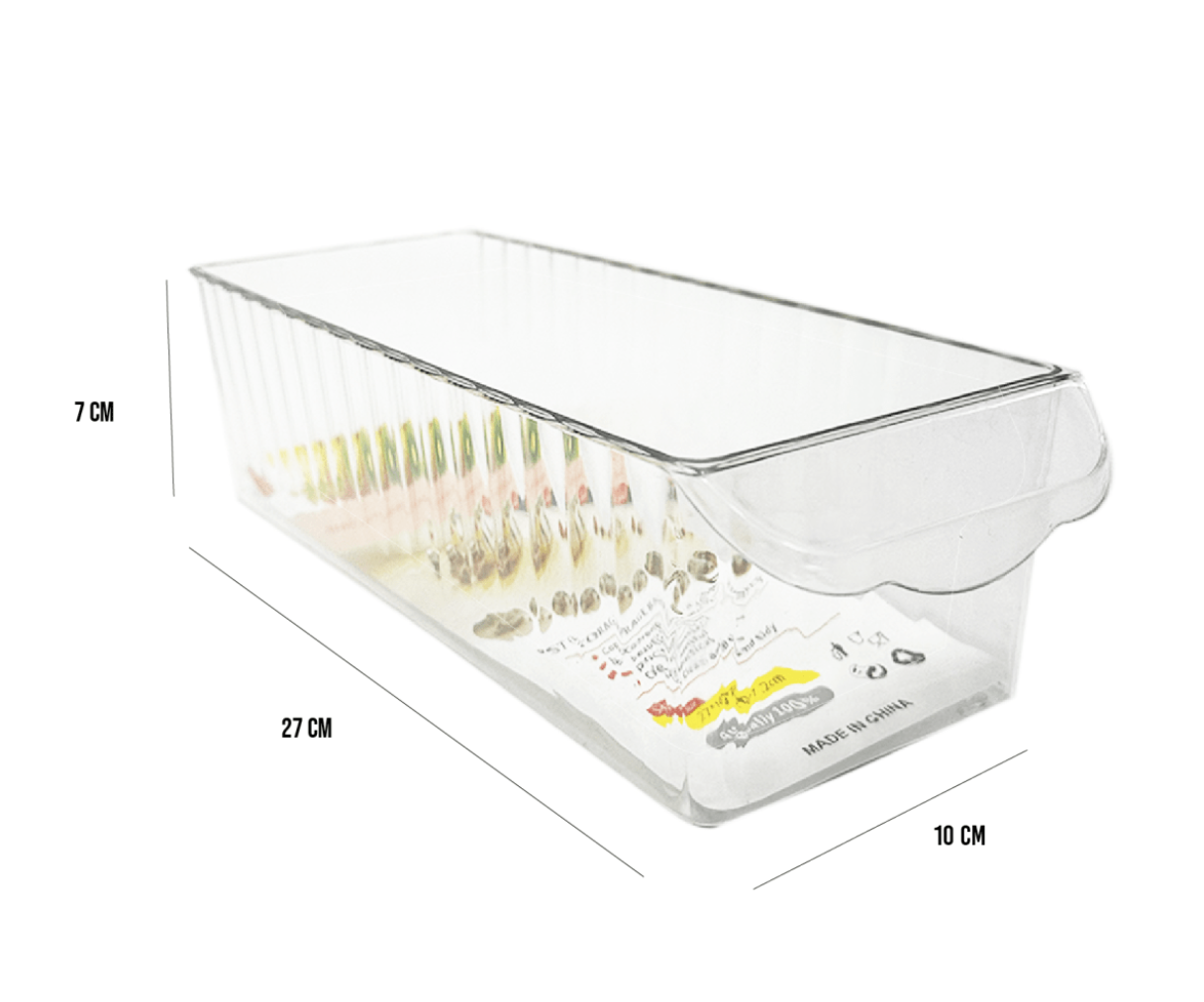 Organizador Acrilico Rectangular para Heladera 27x10x7,2cm.