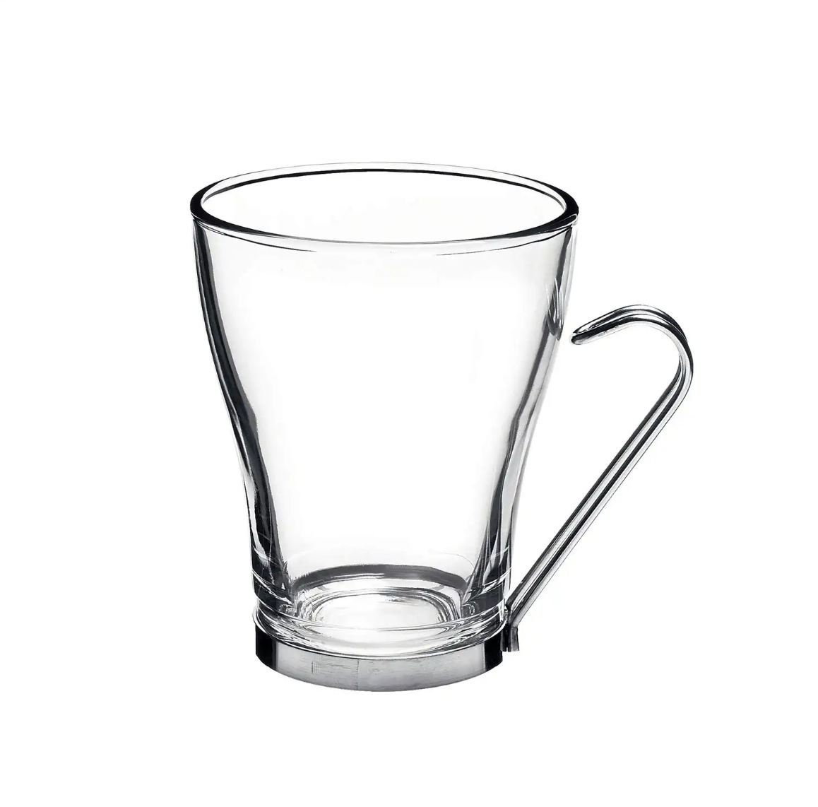 Set de 3 tazas de Café en vidrio con Asa en acero 230ml