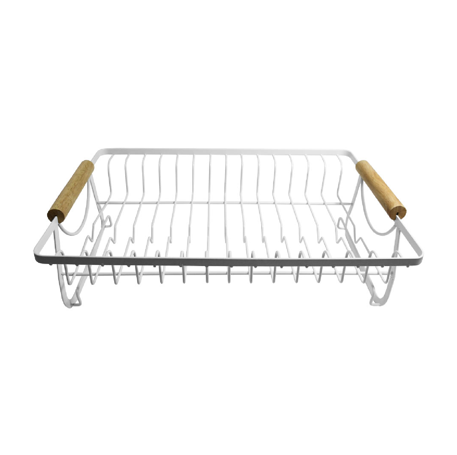 Escurridor en Acero Blanco con Asas de Madera 40x30x10cm