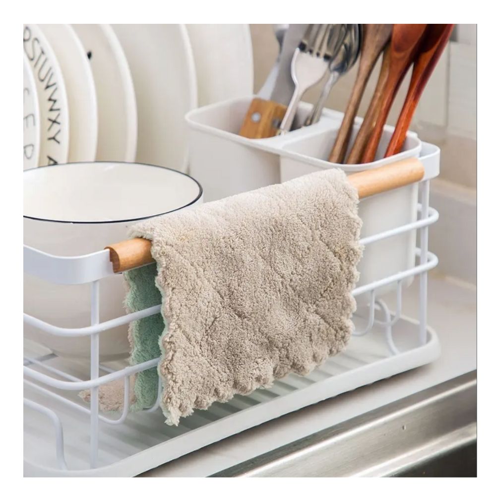Escurridor Nórdico en Acero con Asas de Madera Ancho 32 cm Alto 15 cm Largo 42,5 cm