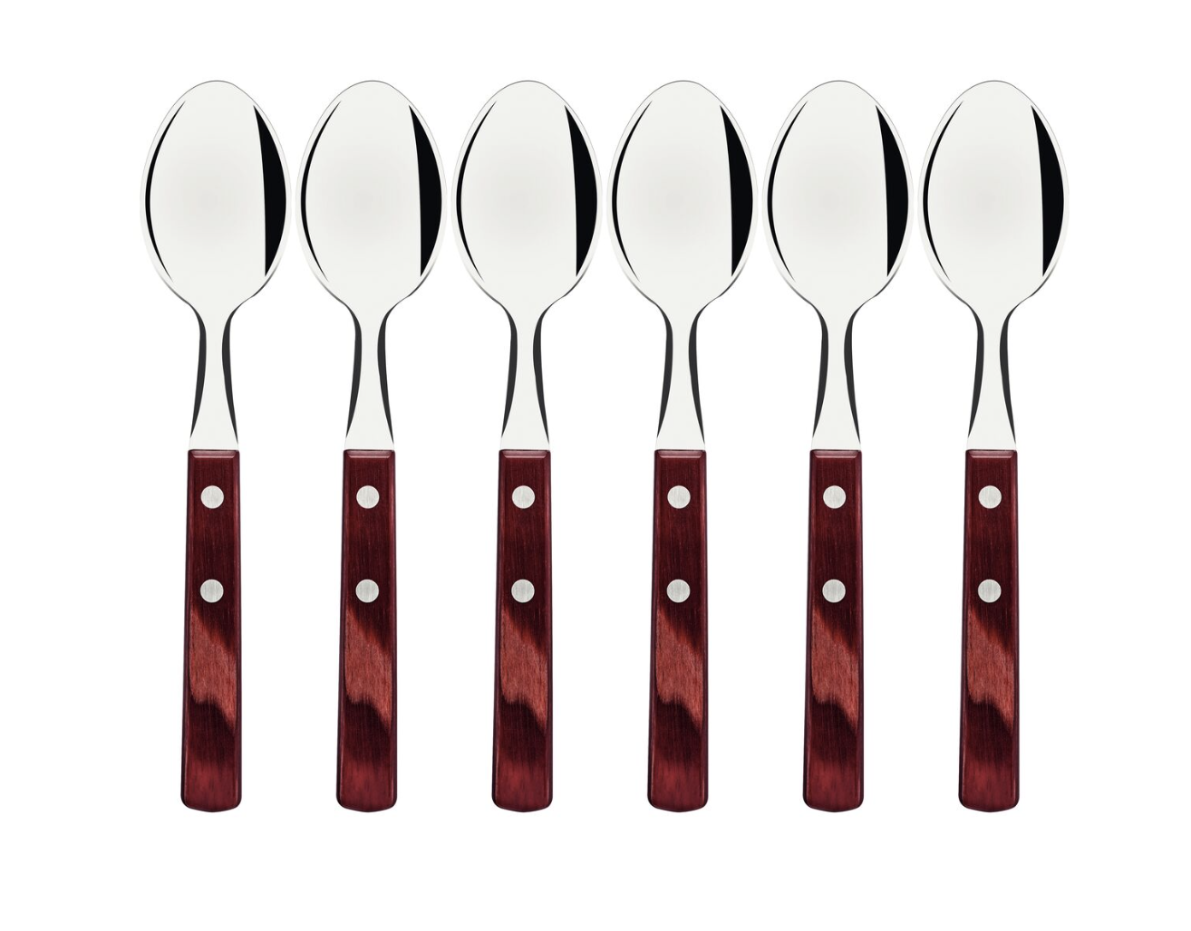 Juego de Cucharas de Mesa Tramontina con Láminas de Acero Inoxidable y Mangos de Madera Tratada Polywood Rojo 6 Piezas