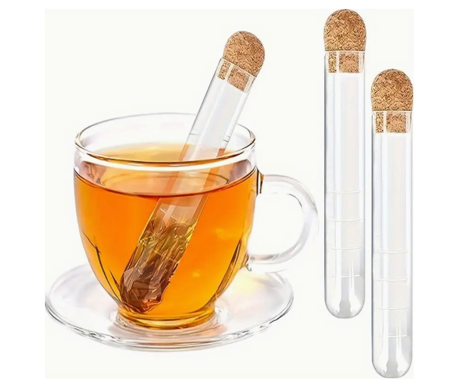 Infusor de Té en vidrio con tapa de Corcho
