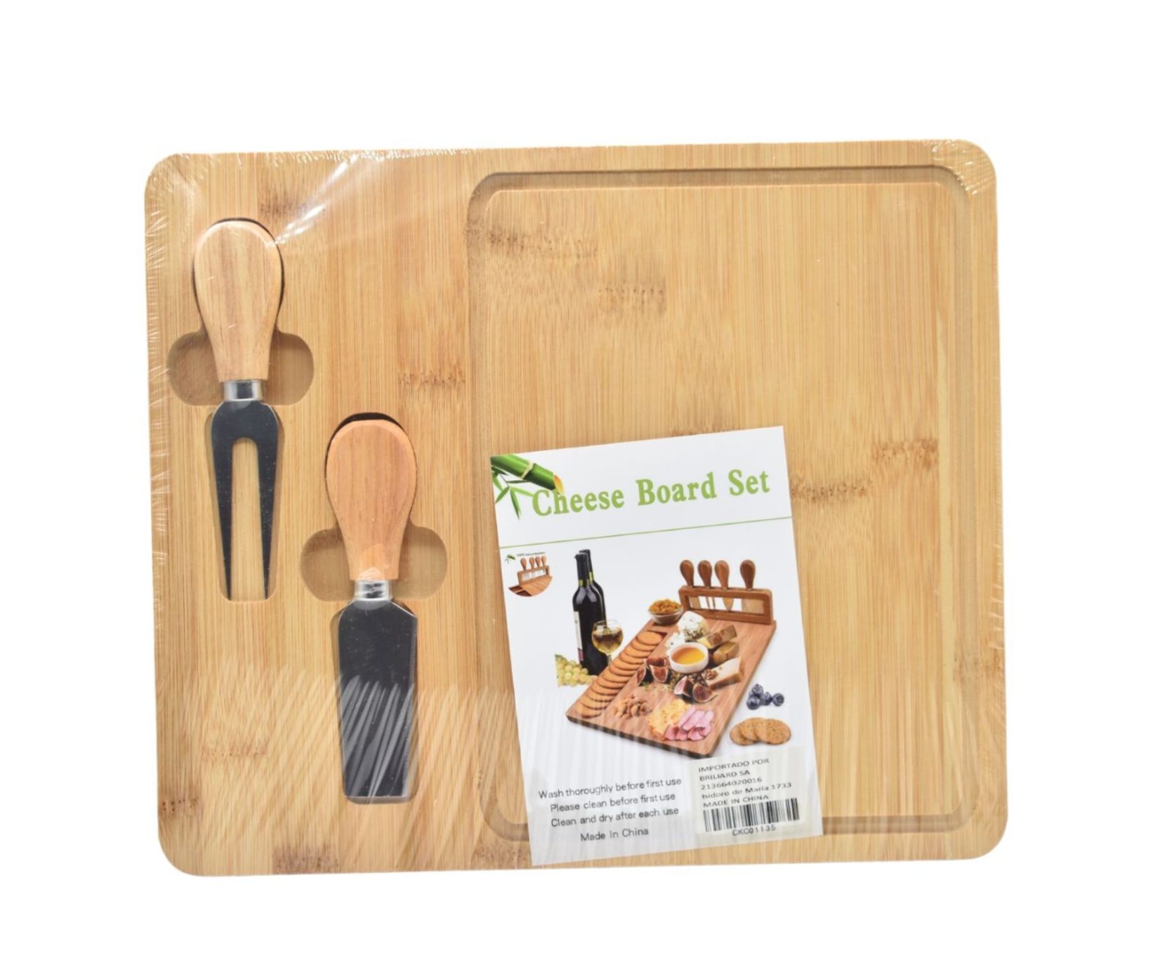 Tabla de bamboo para picadas con cubiertos 29x24.5x1.8cm