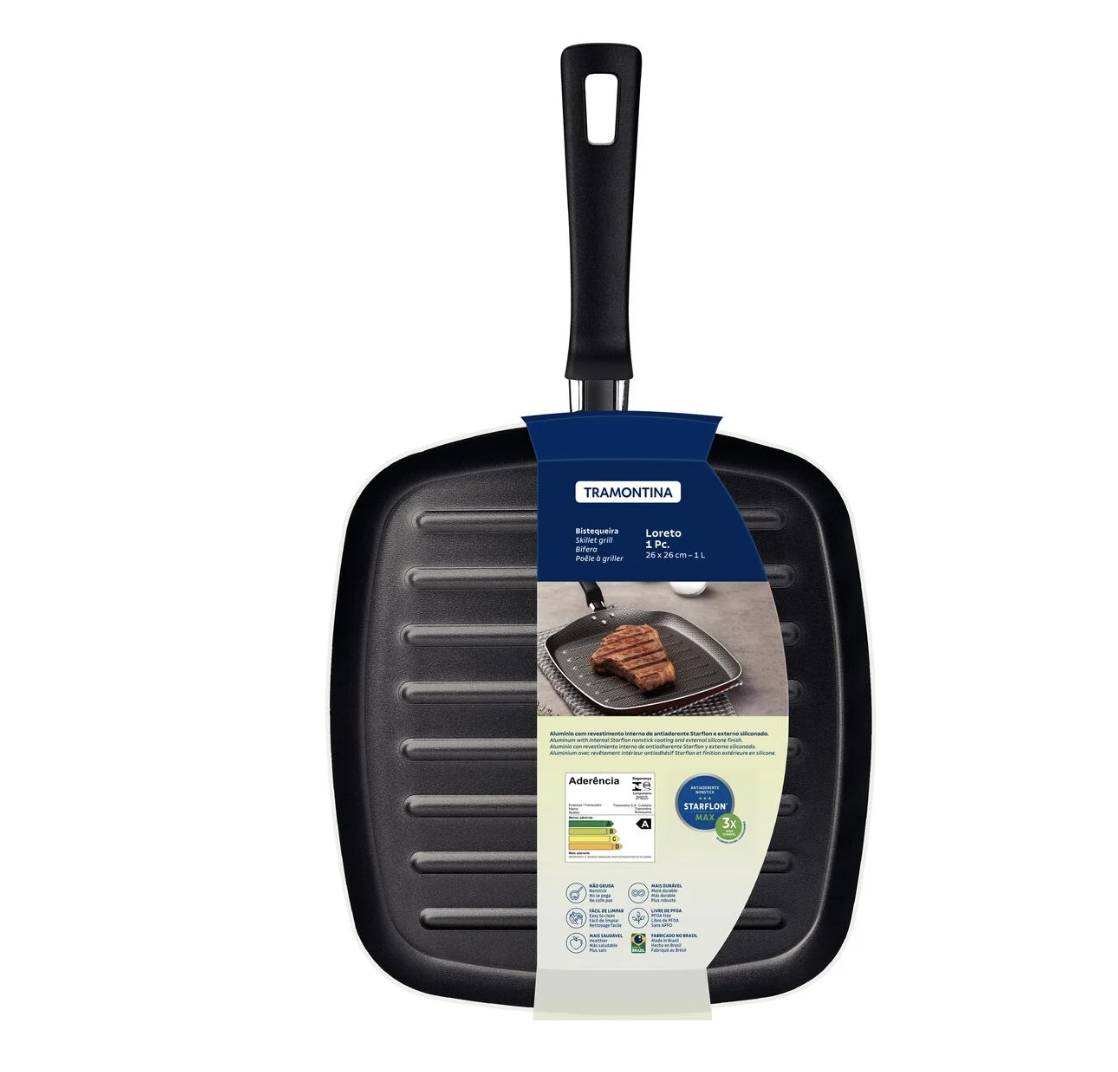 Bifera Tramontina Loreto en Aluminio con Revestimiento Interno Antiadherente Starflon Max y Mango Baquelita 26 cm 1,0 L Grafito