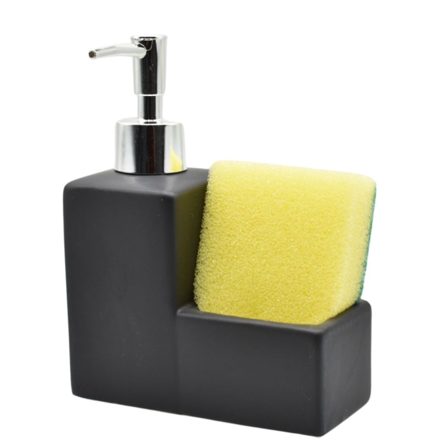 Dispensador de Jabon en Ceramica Mate gris o Negro, con esponja 200ml