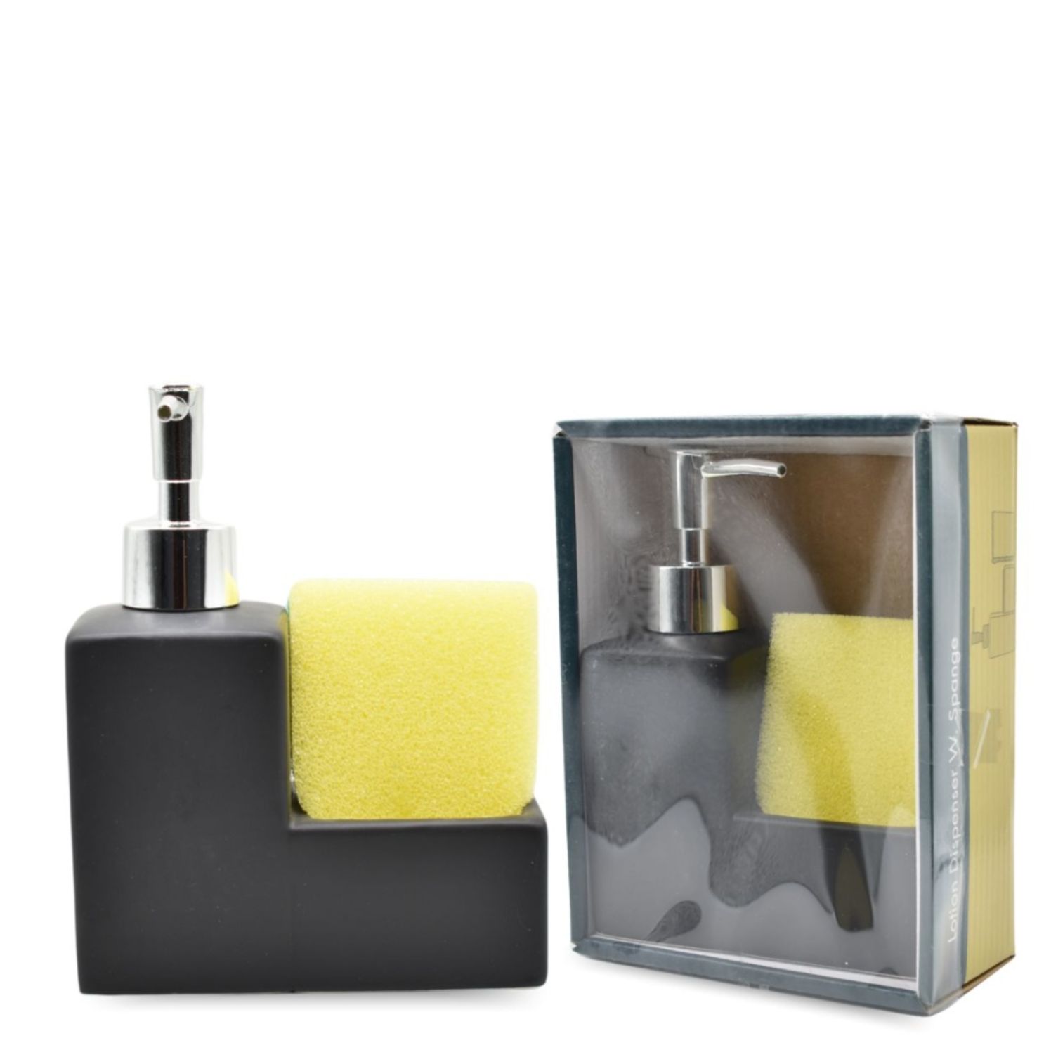 Dispensador de Jabon en Ceramica Mate gris o Negro, con esponja 200ml