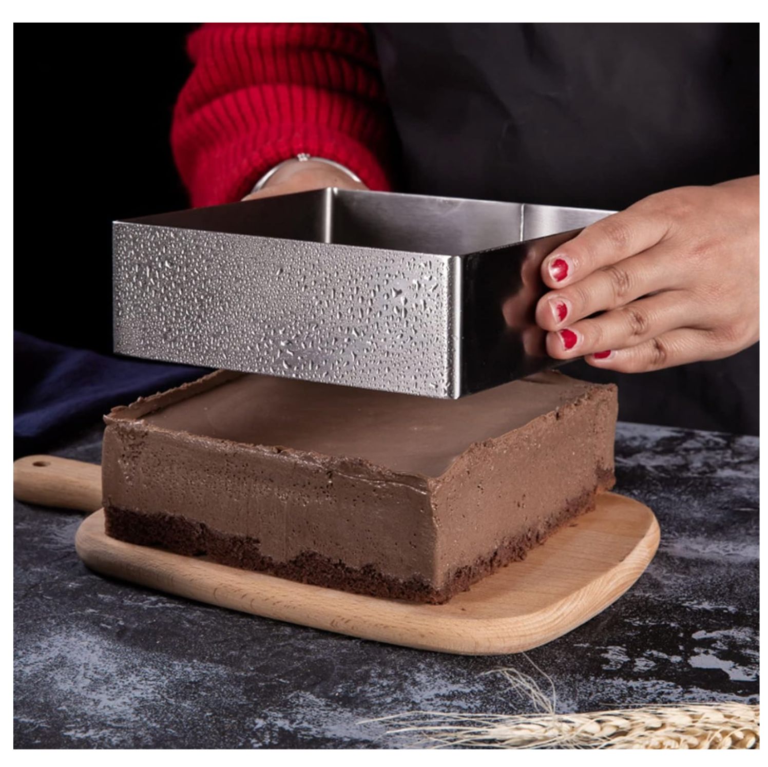 Set de 3 moldes para postres cuadrados 12,15 y 18cm