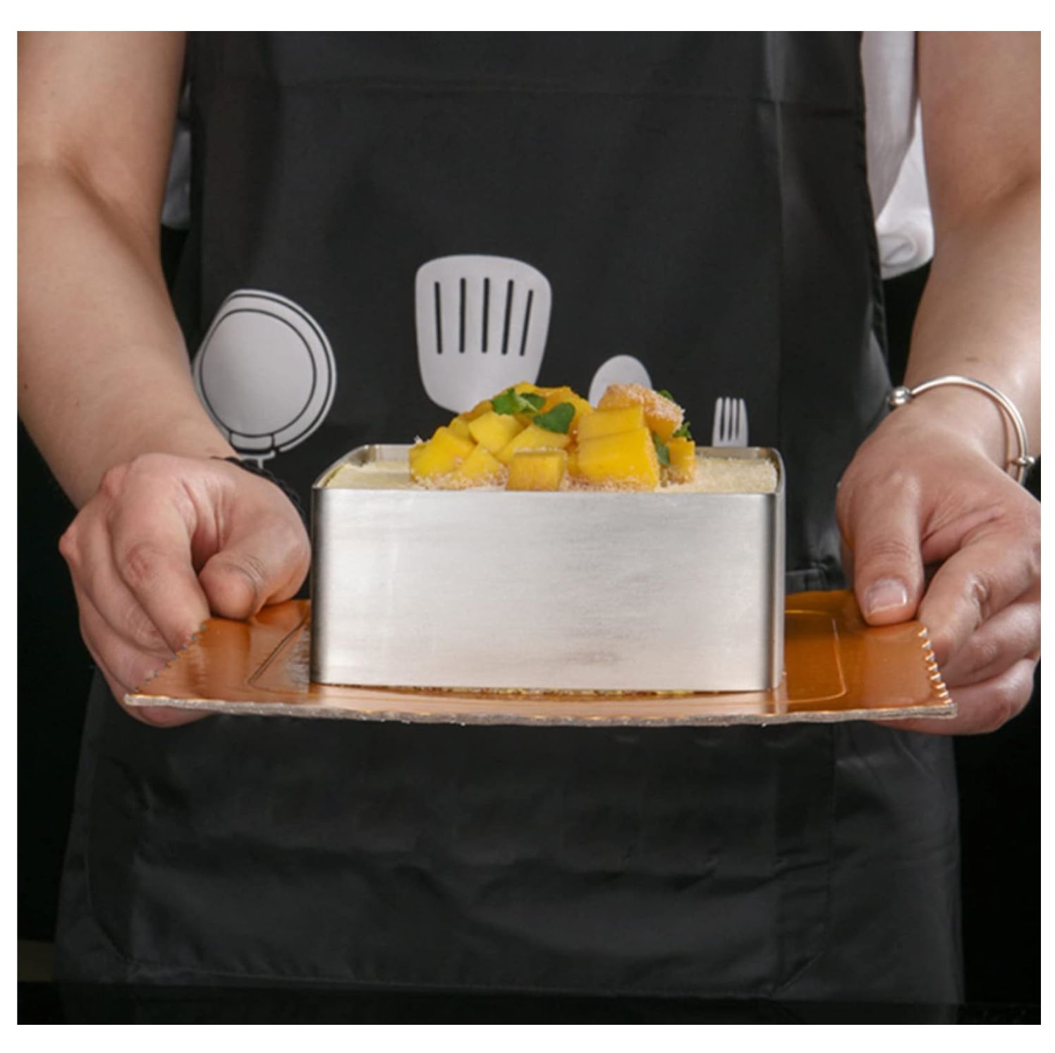 Set de 3 moldes para postres cuadrados 12,15 y 18cm