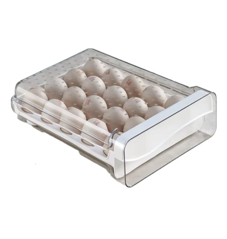 Bandeja tipo Cajón para 20 huevos en Acrílico 28x22x9cm