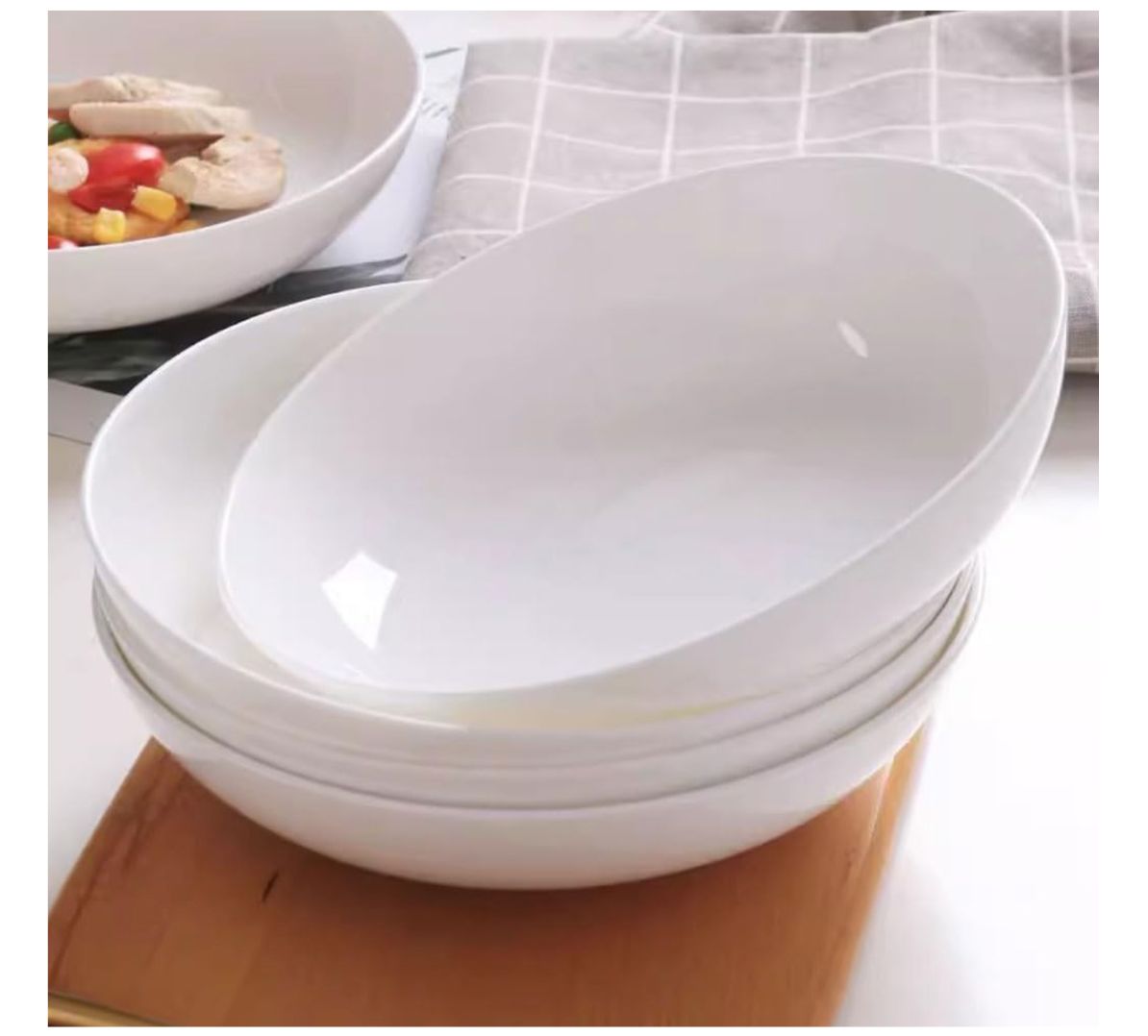 Plato Hondo de Ceramica Blanca 23x5cm