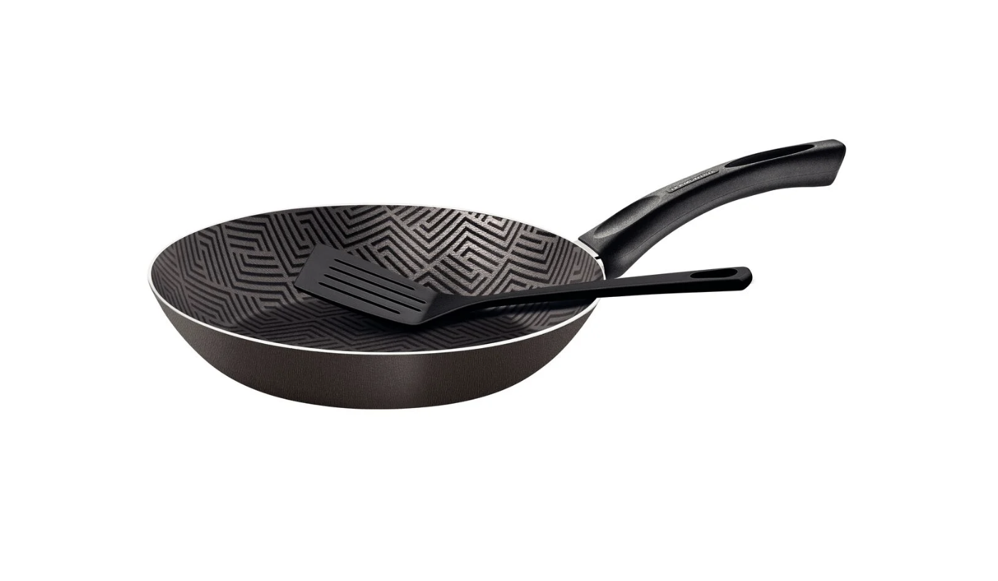 Sartén Tramontina Paris en Aluminio con Revestimiento Interno y Externo con Antiadherente Starflon Max Plomo con Espátula de Nylon 28 cm 2,0 L