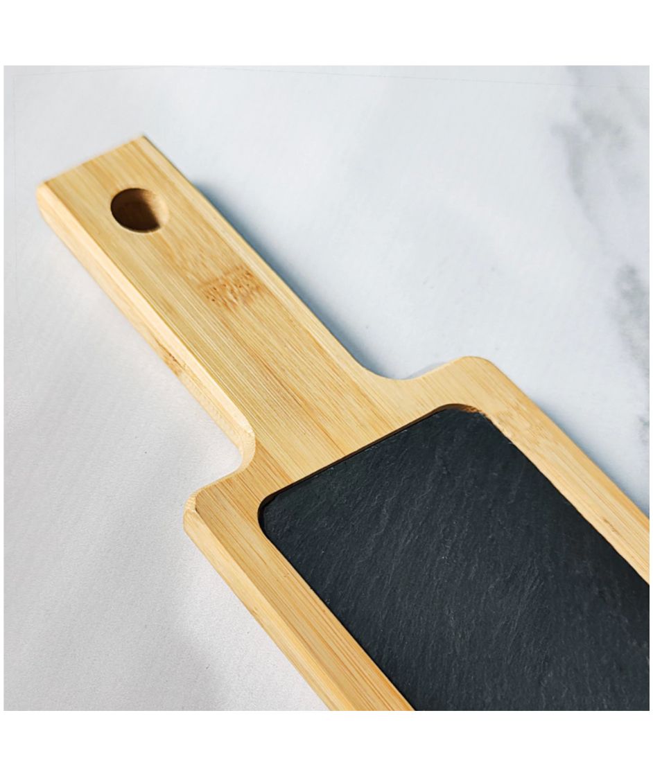 Tabla de Madera Rectangular con Piedra y mango 43x12 cm
