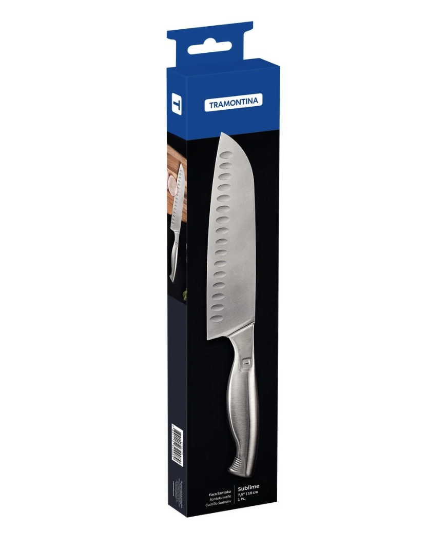 Cuchillo Santoku Tramontina Sublime en Acero Inoxidable 7,5&quot;