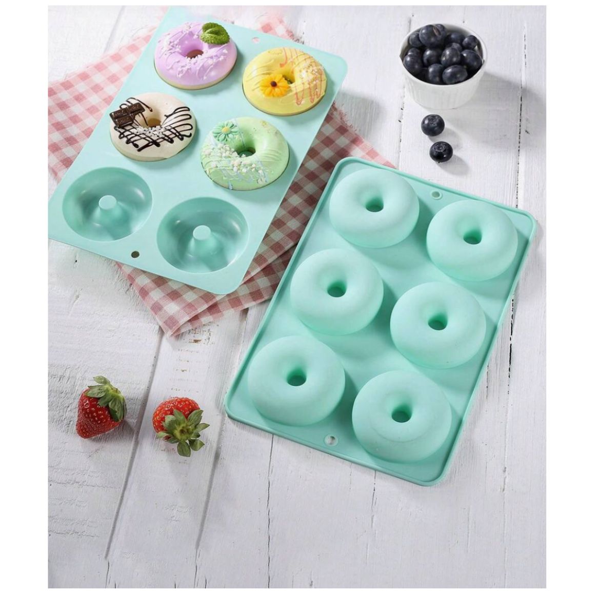 Molde de silicona con formas de donas 28x16x2.5cm