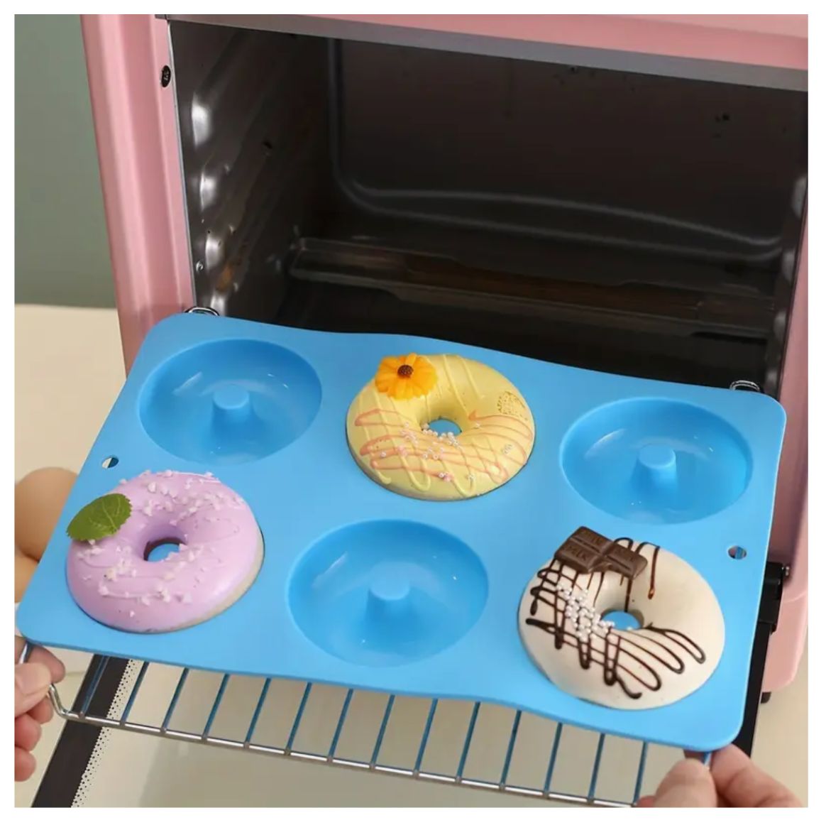 Molde de silicona con formas de donas 28x16x2.5cm