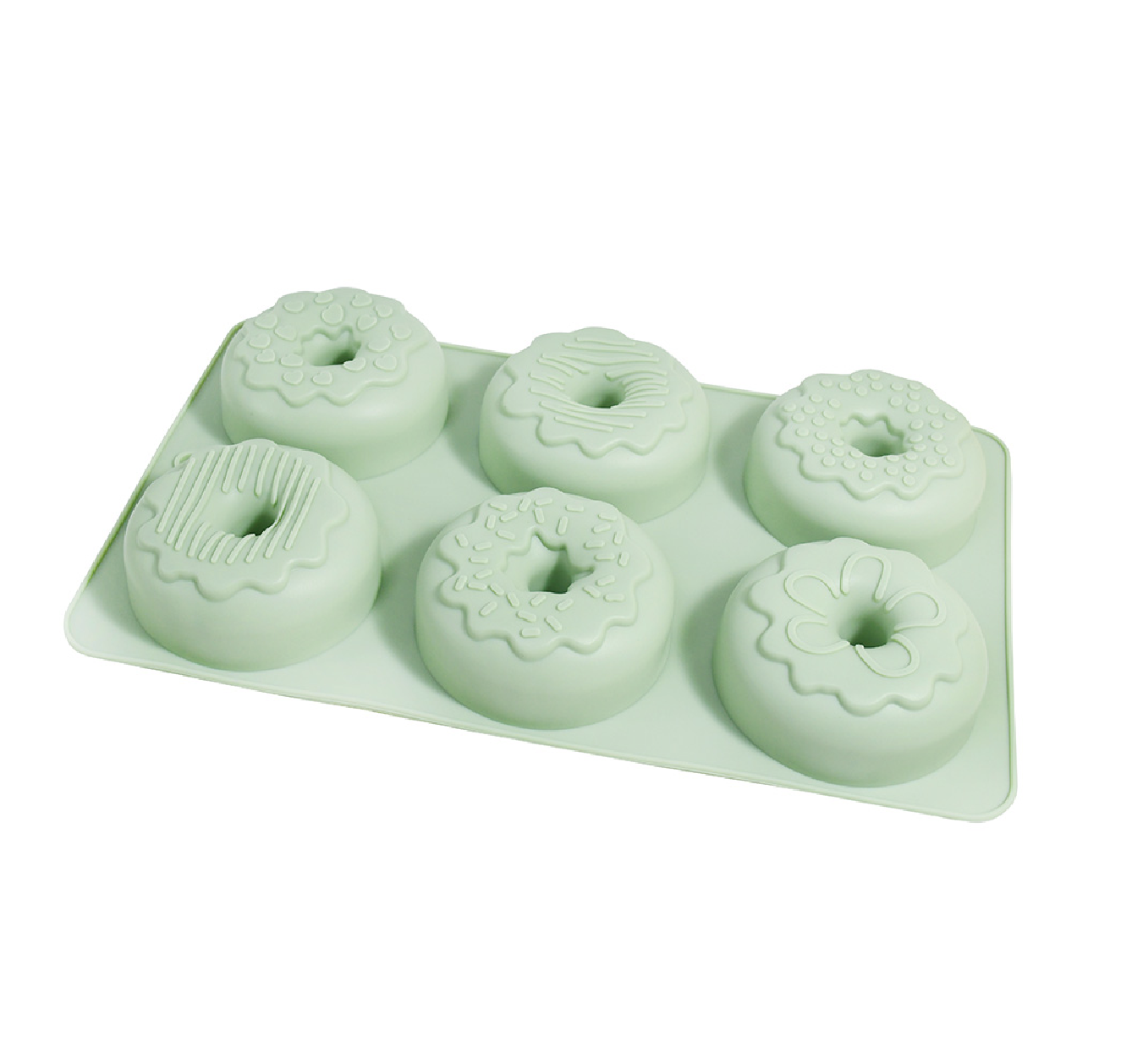 Molde de silicona con formas de donas con diseños  28x16x3cm