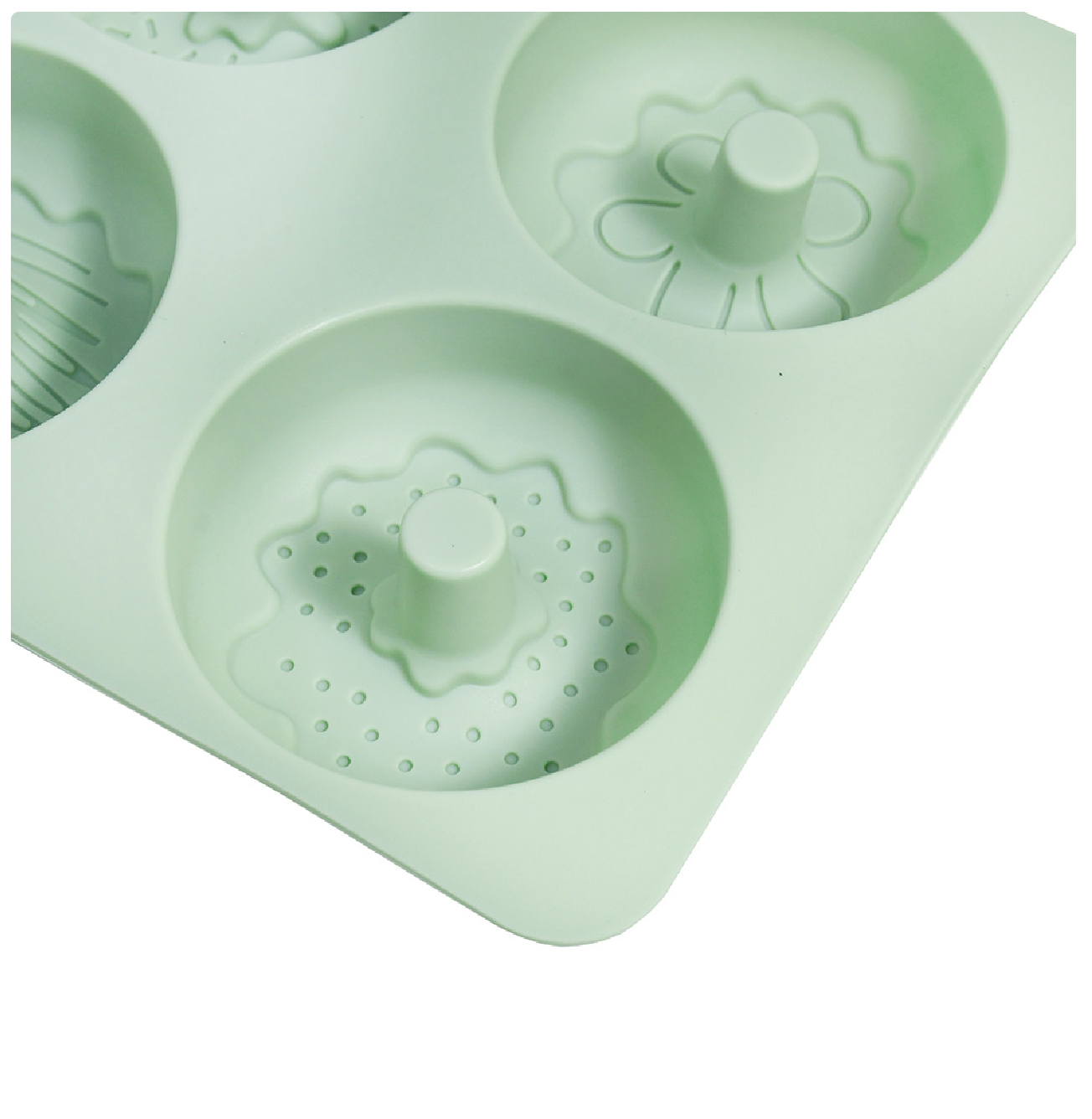 Molde de silicona con formas de donas con diseños  28x16x3cm