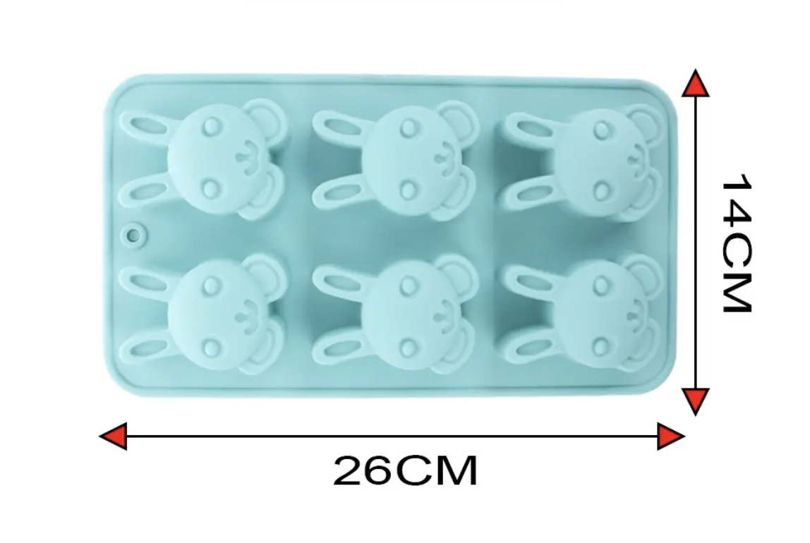 Molde de silicona para chocolates conejos 26x14.5x3.2cm.