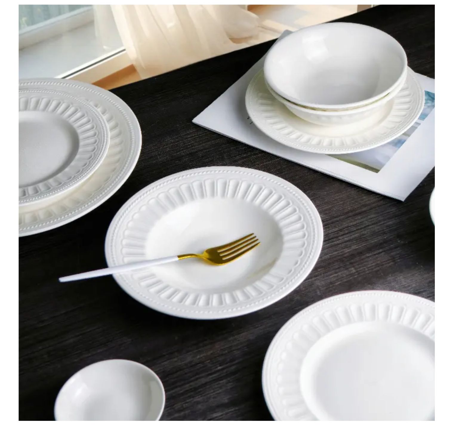 Plato de Postre 20cm Blanco Labrado