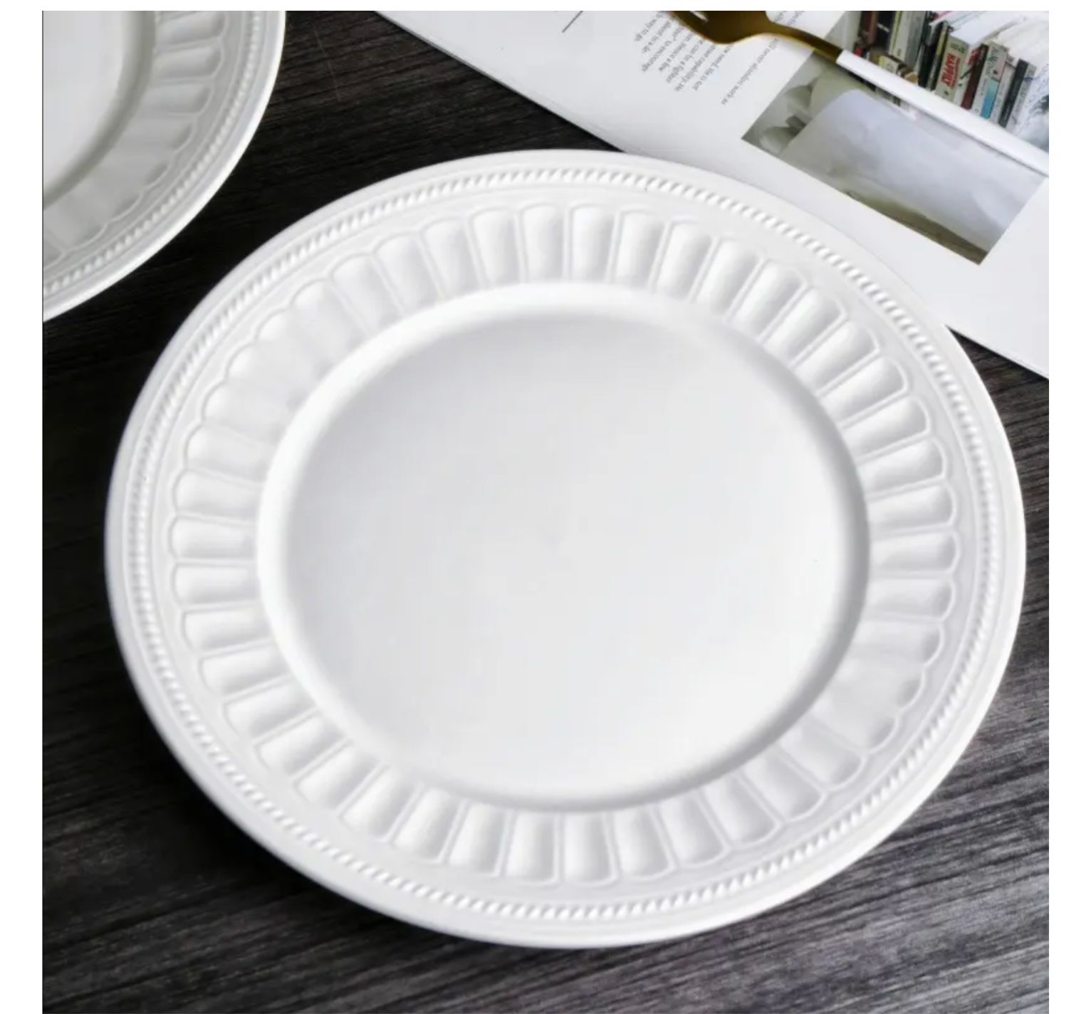 Plato de Postre 20cm Blanco Labrado