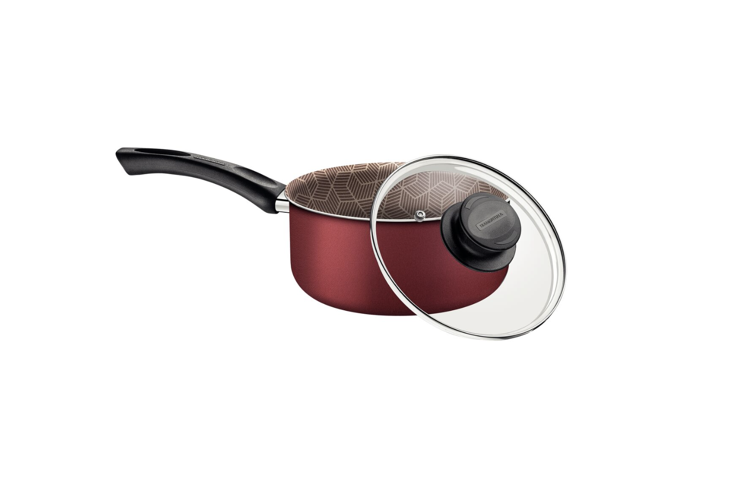Olla Tramontina Paris en Aluminio con Revestimiento Interno y Externo Antiadherente Starflon Max Rojo con Tapa de Vidrio 20 cm 2,9 L