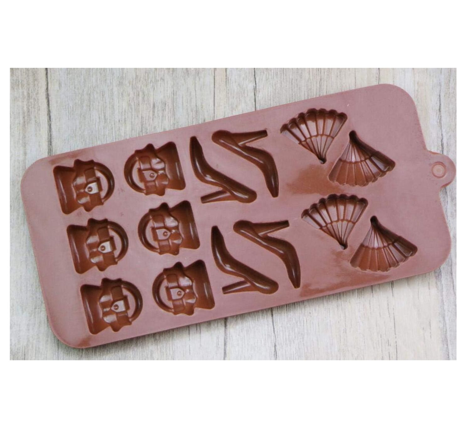 molde silicona Tacos, Abanicos y bolsos 21x 10 cm