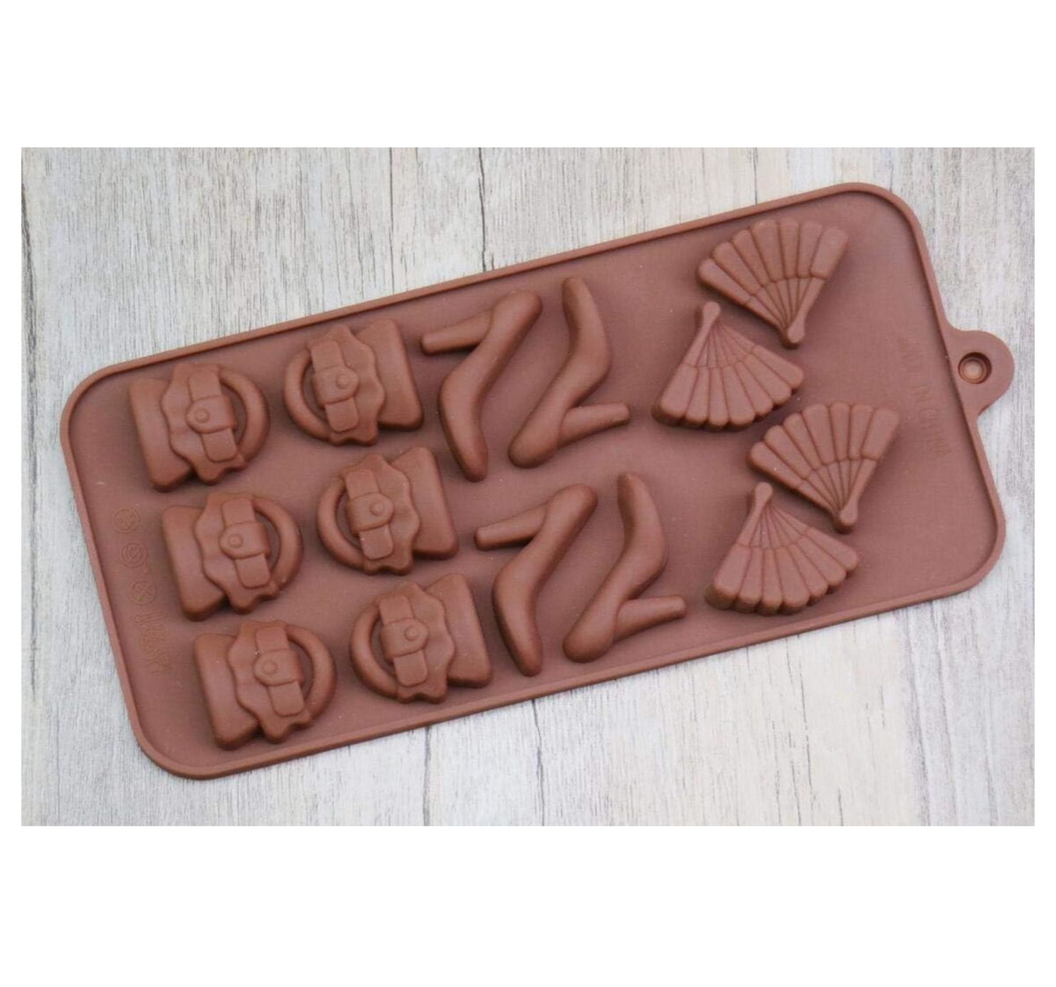 molde silicona Tacos, Abanicos y bolsos 21x 10 cm