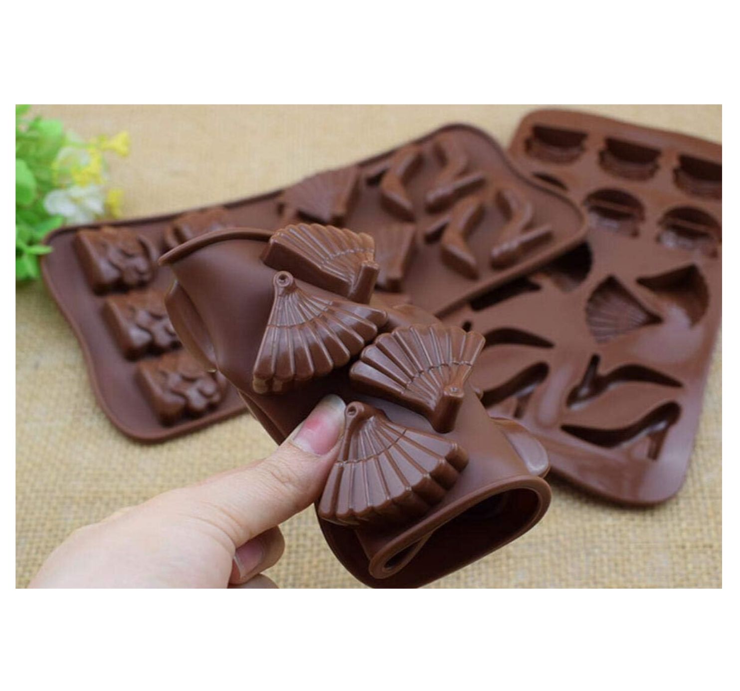 molde silicona Tacos, Abanicos y bolsos 21x 10 cm