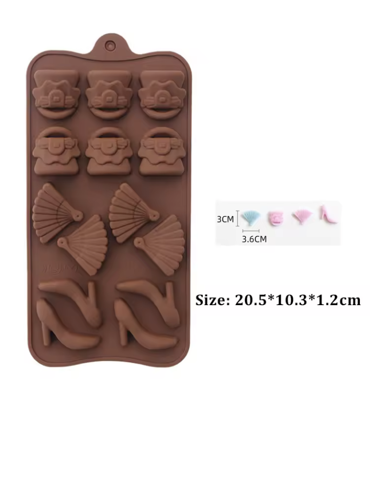 molde silicona Tacos, Abanicos y bolsos 21x 10 cm