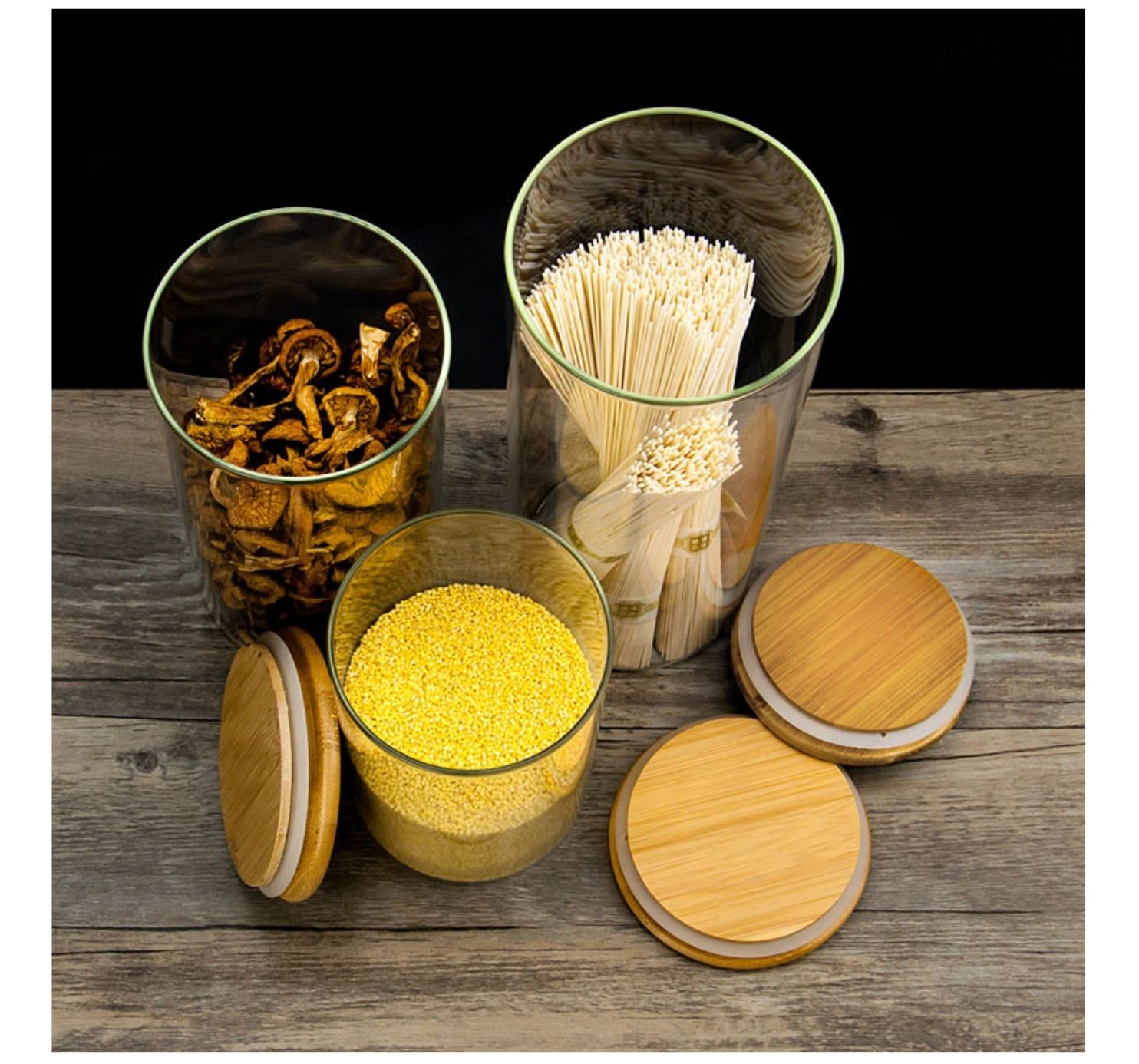 Frasco de Borosilicato con Tapa de Madera 400 ml