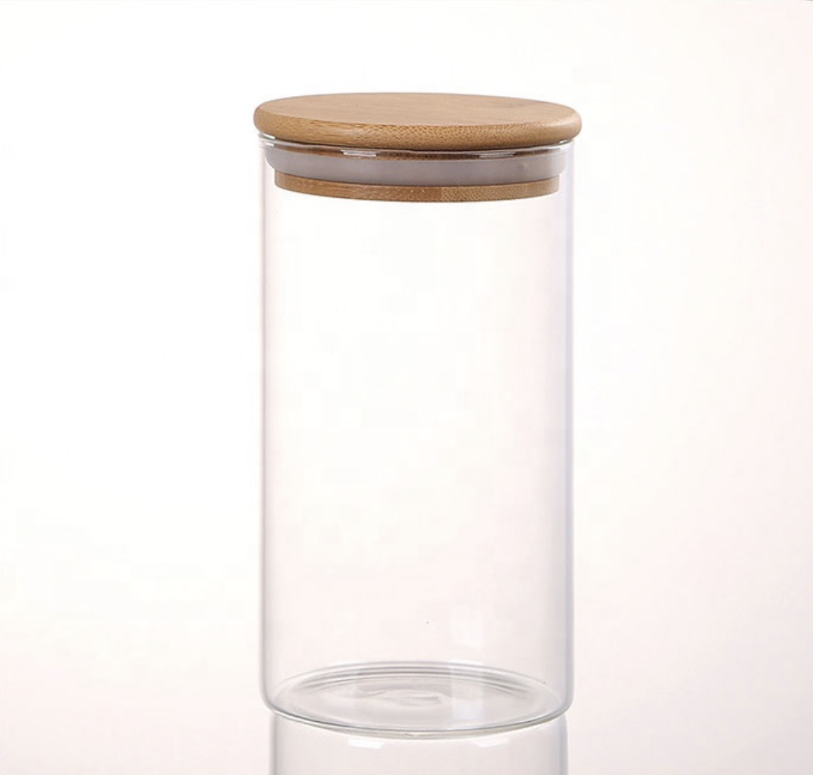 Frasco de Borosilicato con Tapa de Madera 900 ml