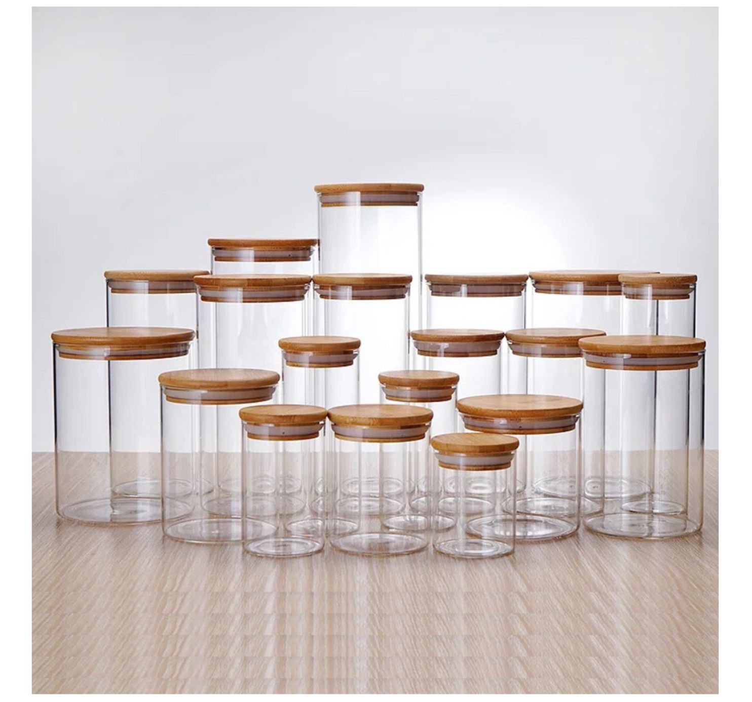 Frasco de Borosilicato con Tapa de Madera 900 ml