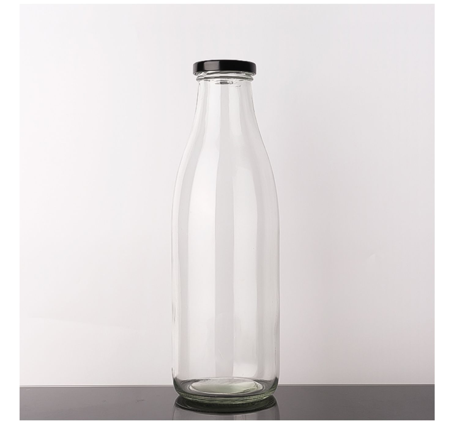 Botella de Vidrio 1 litro Tapa de Rosca Hermetica en metal 26x8,6 cm