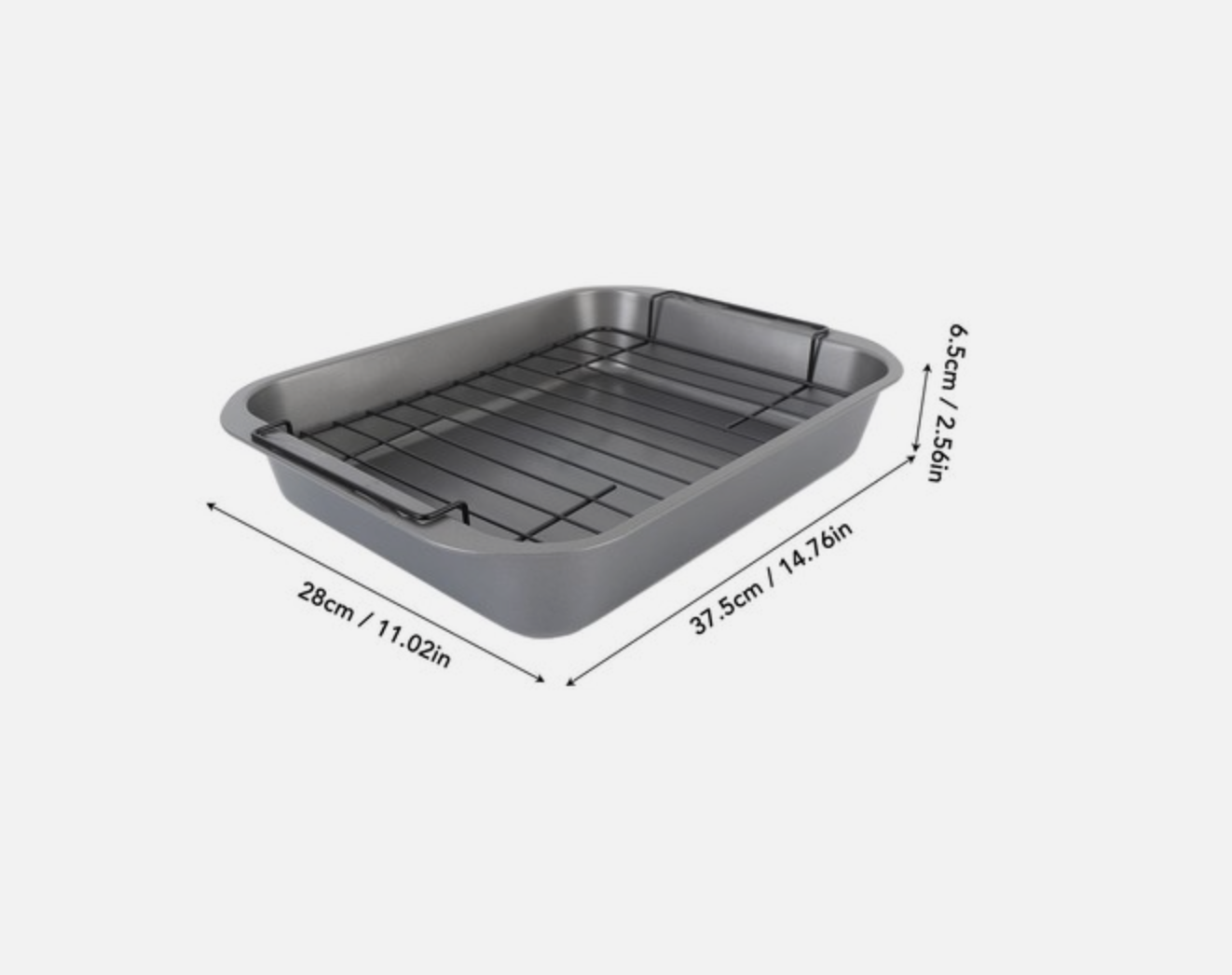 Bandeja de Horneado en Acero al Carbono con Rejilla 37x25x5 cm