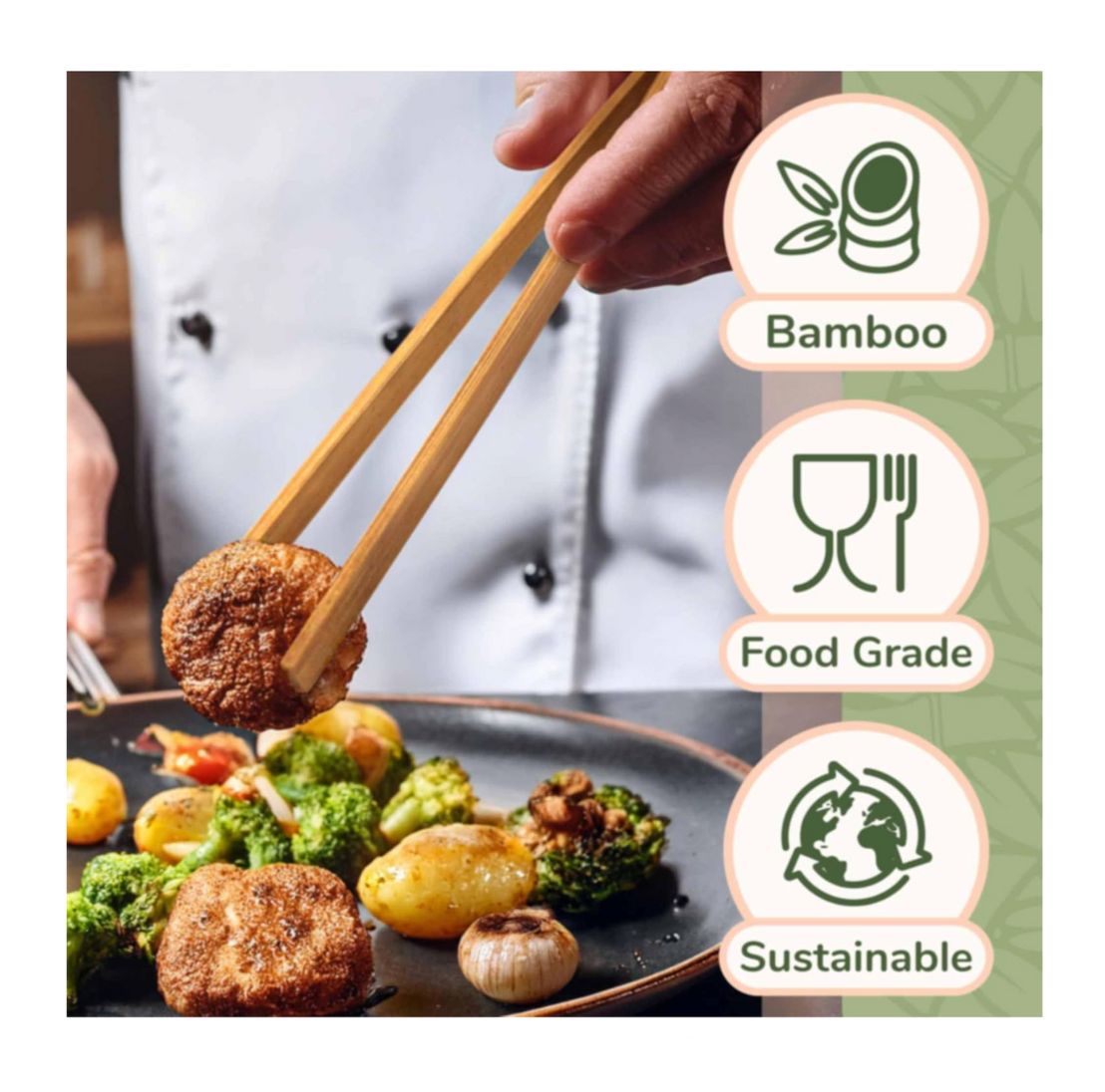 Pinza de Bamboo para cocina grande 30x1,8 cm
