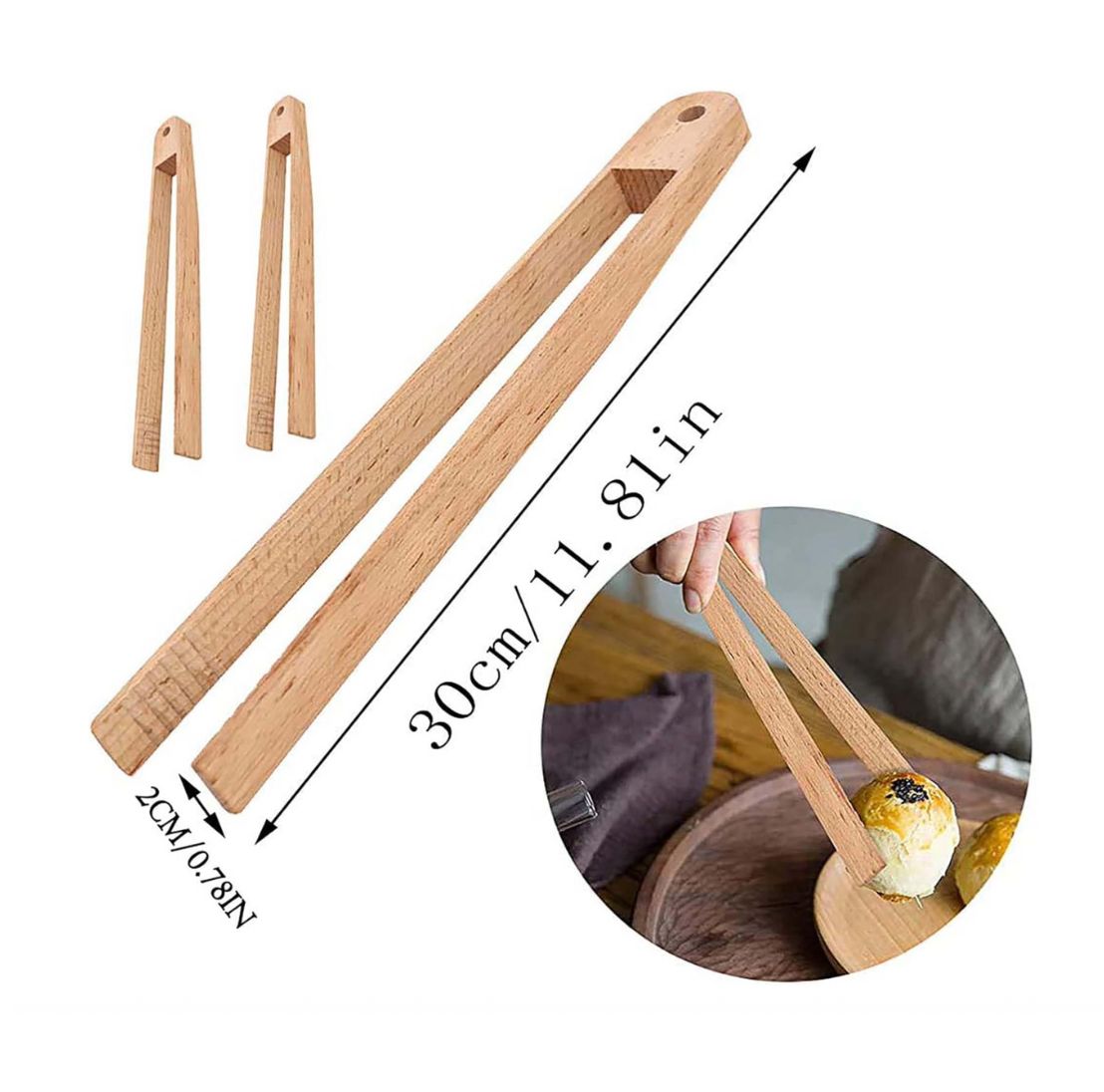 Pinza de Bamboo para cocina grande 30x1,8 cm