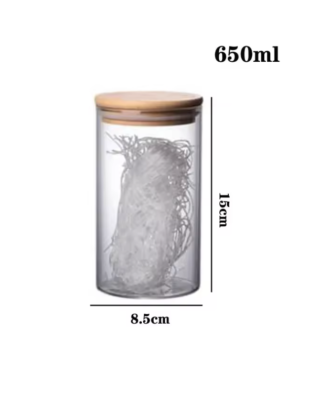 Frasco de Vidrio con tapa de madera 15x8 cm 650ml