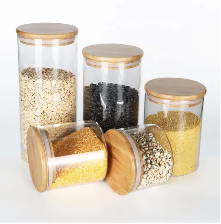 Frasco de Vidrio con tapa de madera 15x8 cm 650ml